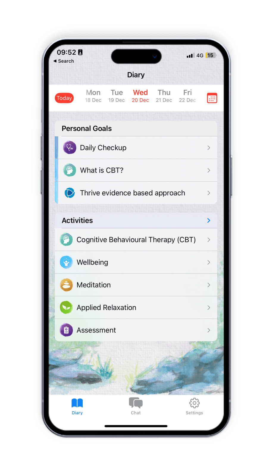 Thrive Diary iPhone Mockup