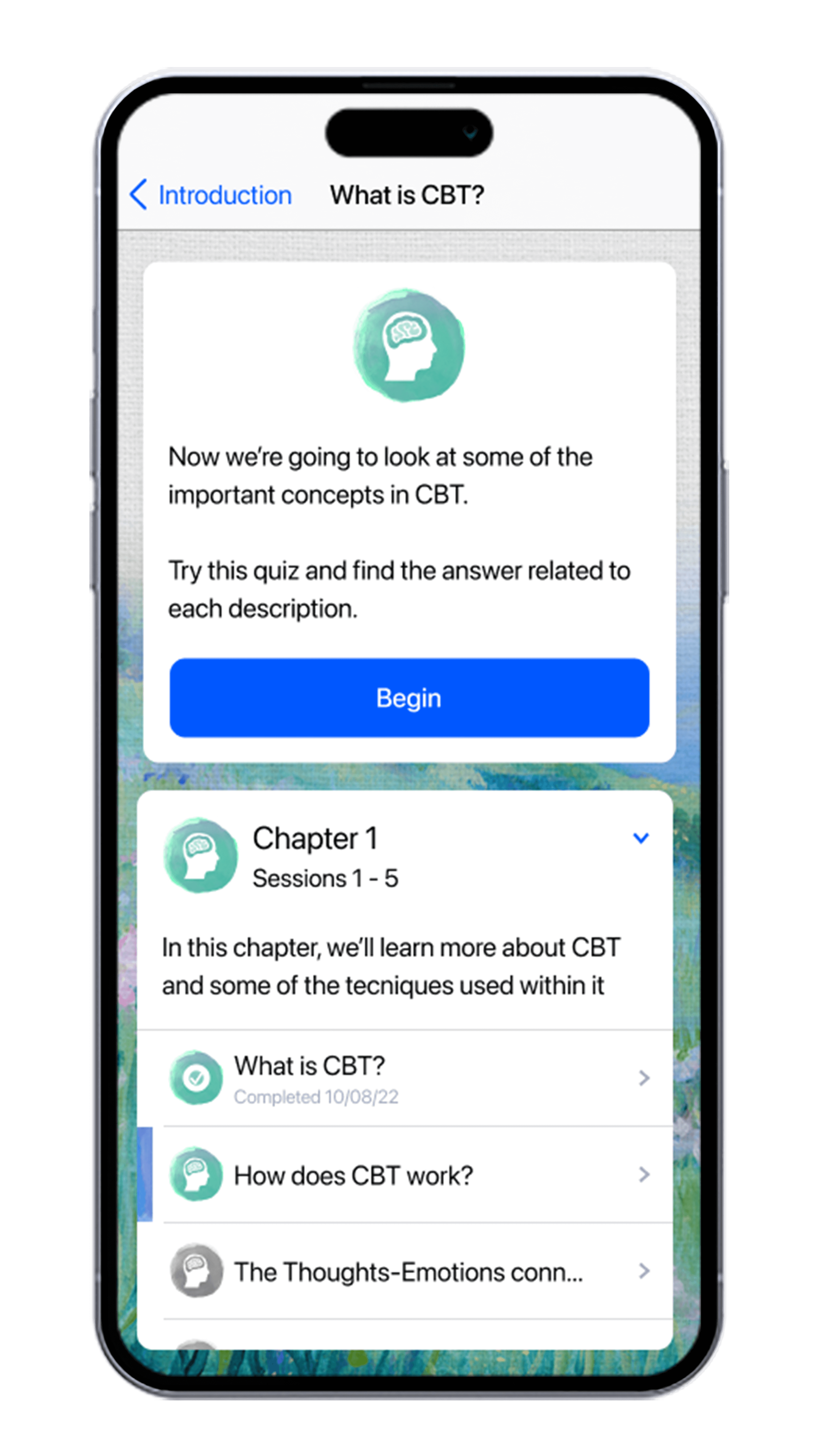 What is CBT - App mock up